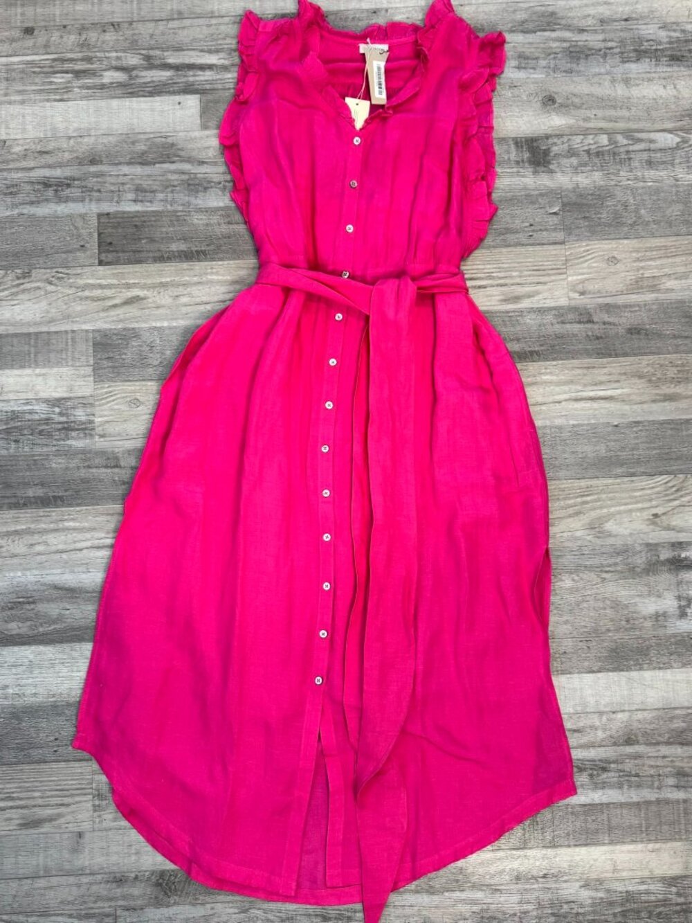 Sundance NWT Pink Button Front Sleeveless Midi/Maxi Dress Size XL Ruffle N32